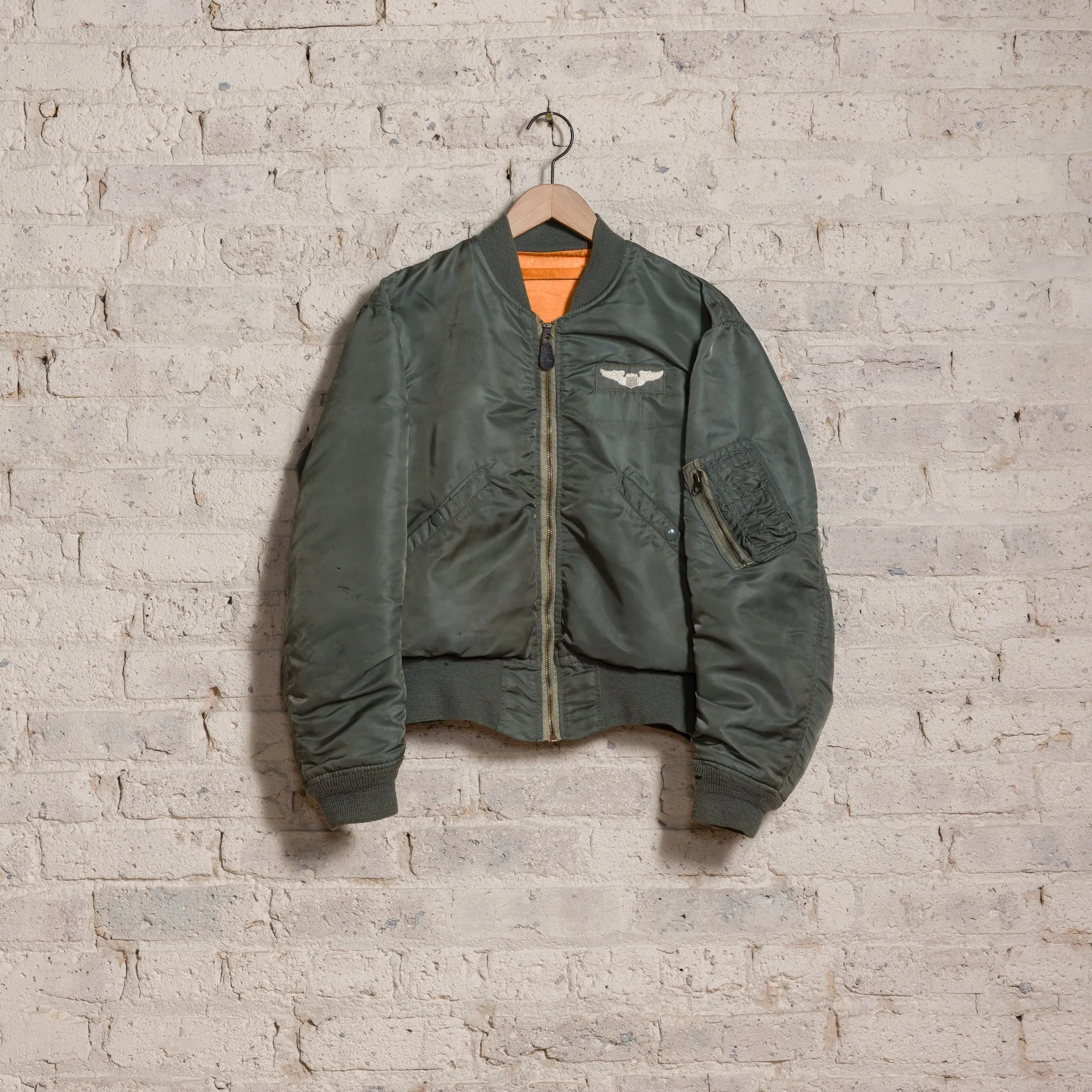 1968 Alpha L2B Flight Bomber Jacket with Patches in Olive