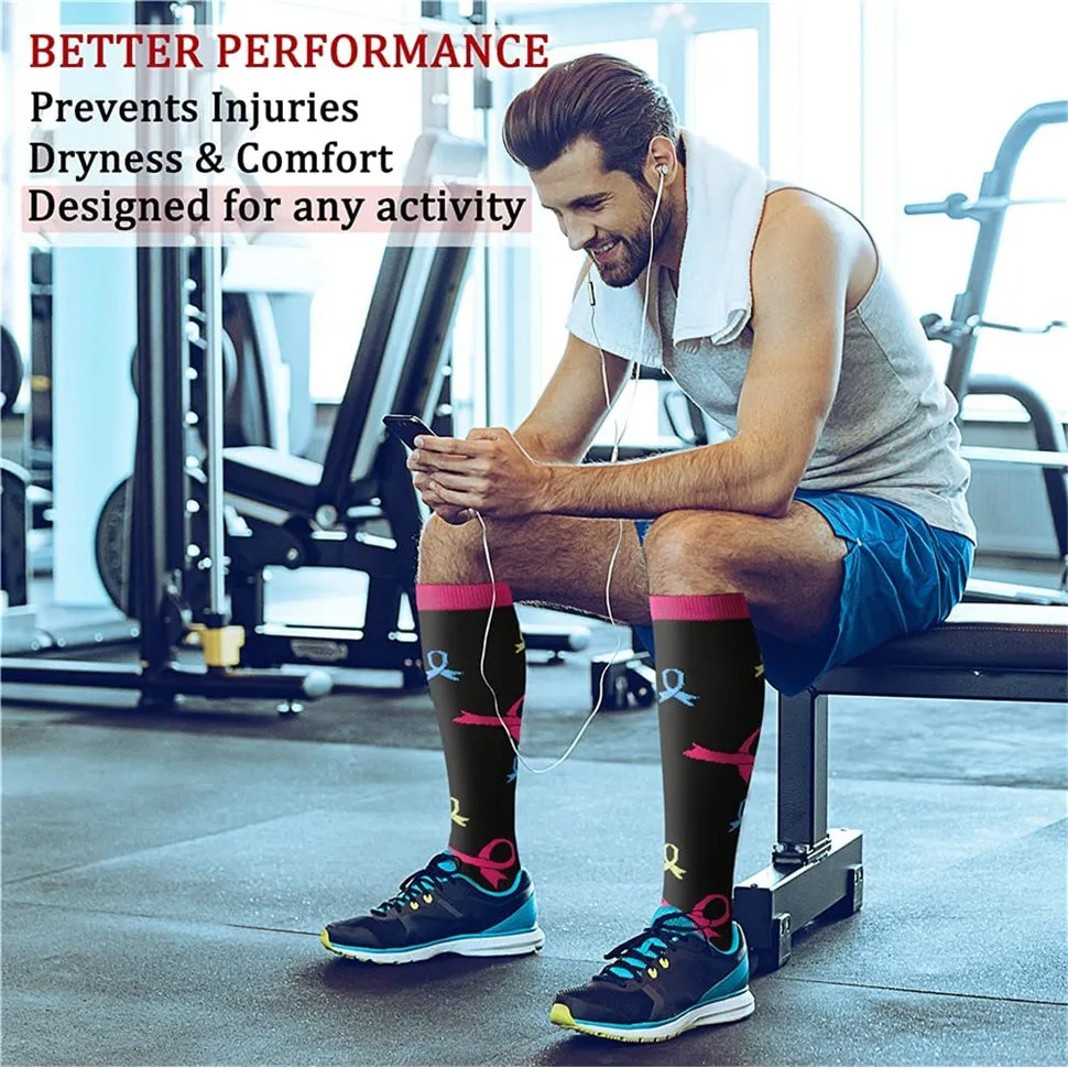3 Pairs Artwork Painting Socks 20-30 mmHg Compression Stockings