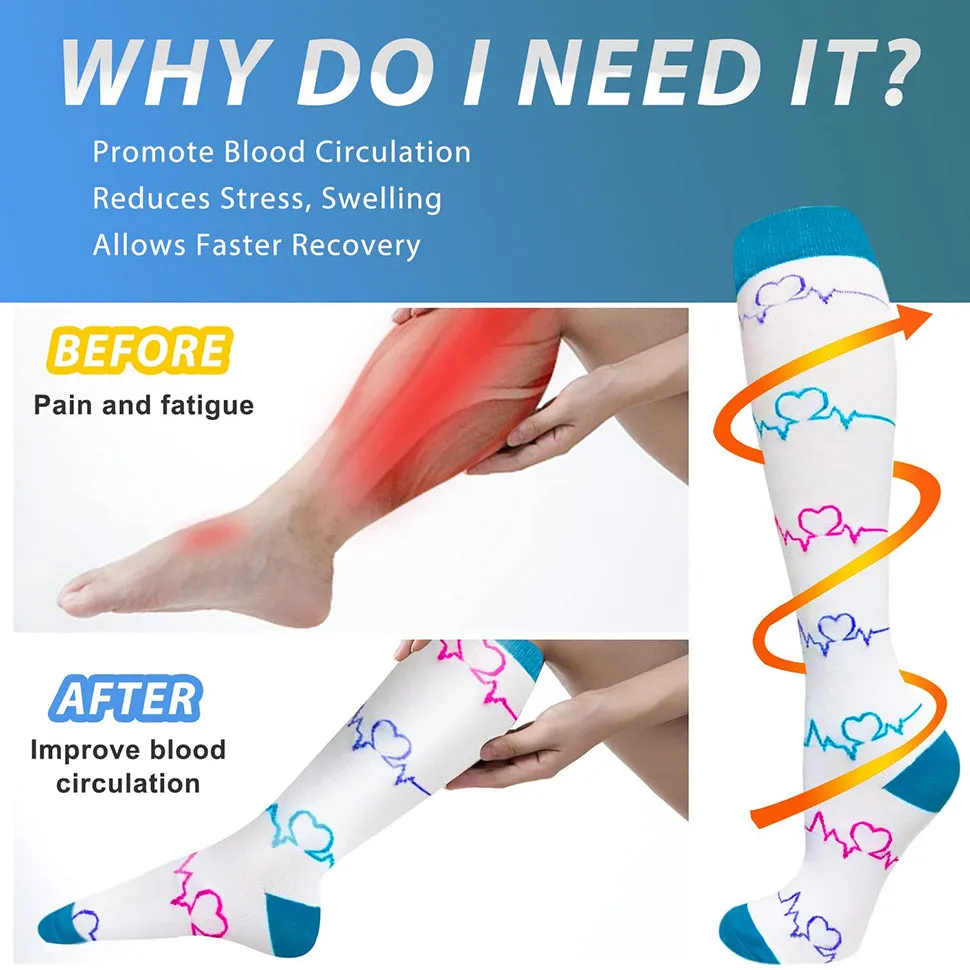 3 Pairs Artwork Painting Socks 20-30 mmHg Compression Stockings
