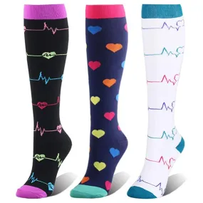 3 Pairs Knee-High Compression Socks Stockings for Men & Women