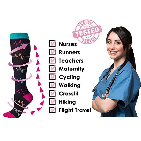 3 Pairs Knee-High Compression Socks Stockings for Men & Women