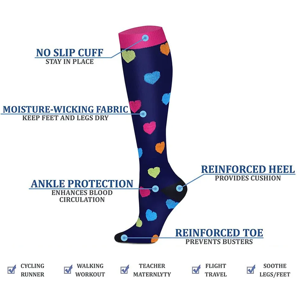 3 Pairs Knee-High Compression Socks Stockings for Men & Women