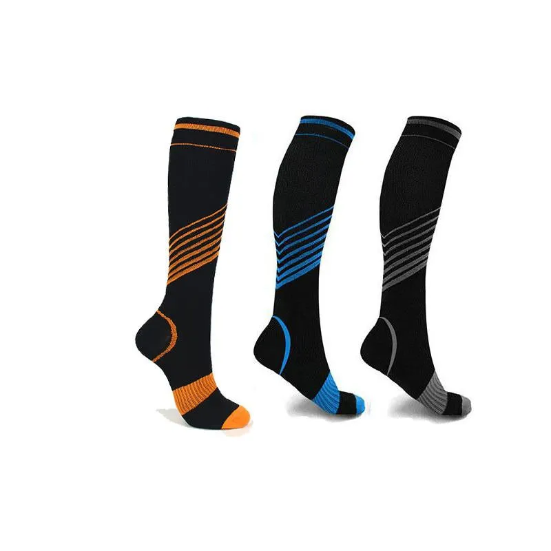 3 Pairs Unisex Nylon Sports Compression Socks Knee-High Stockings