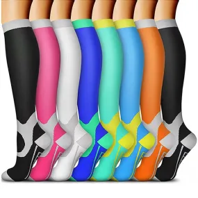 8 Pairs Set Compression Socks Knee High Nylon Stocking for Men and Women European size 34-39 -Style 1