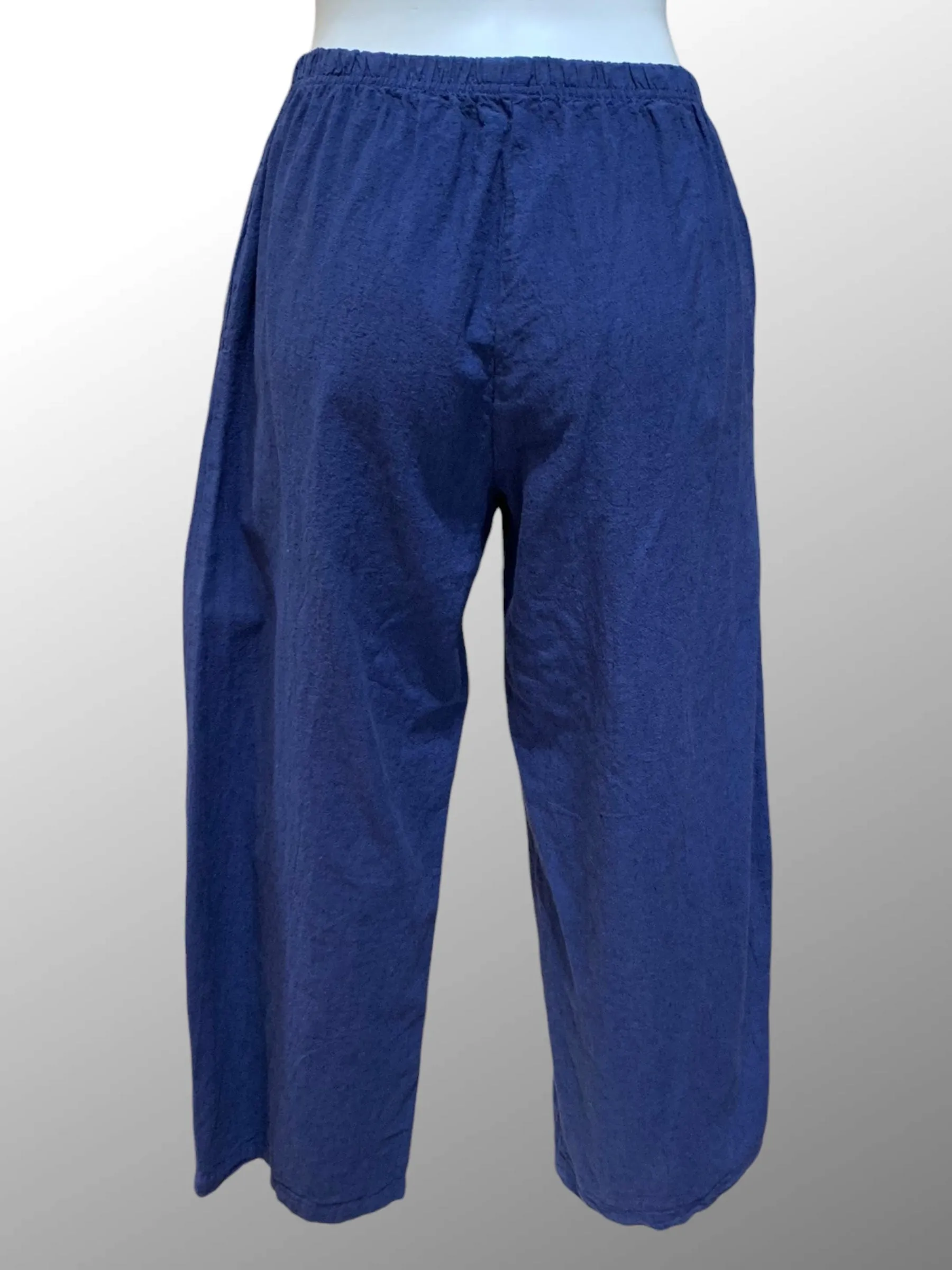 Barrel Crop Crosshatch Linen Pants