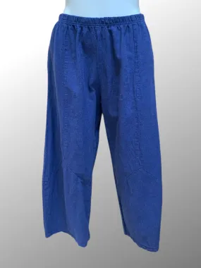 Barrel Crop Crosshatch Linen Pants