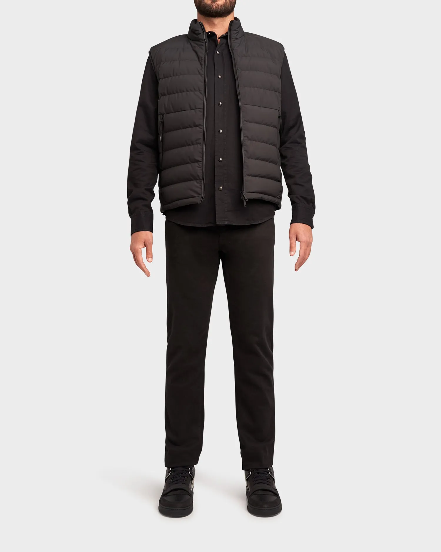 Black Quilted Padded Sleeveless Blouson