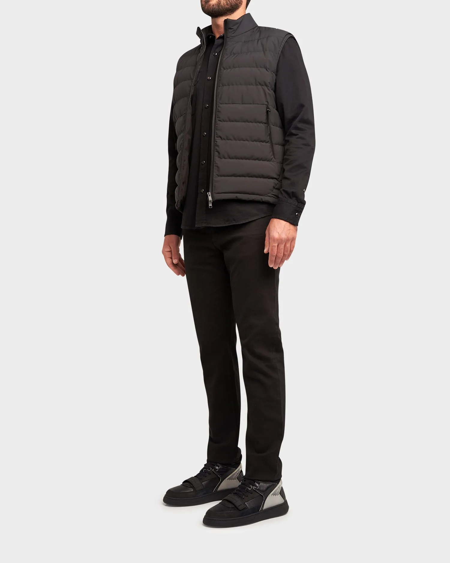 Black Quilted Padded Sleeveless Blouson