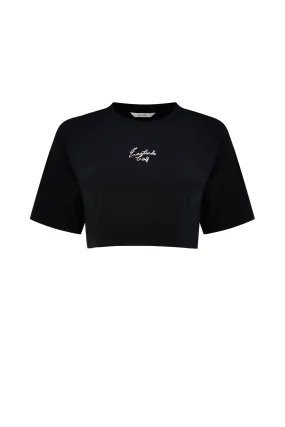 Black Women's Oversized Cropped Tee