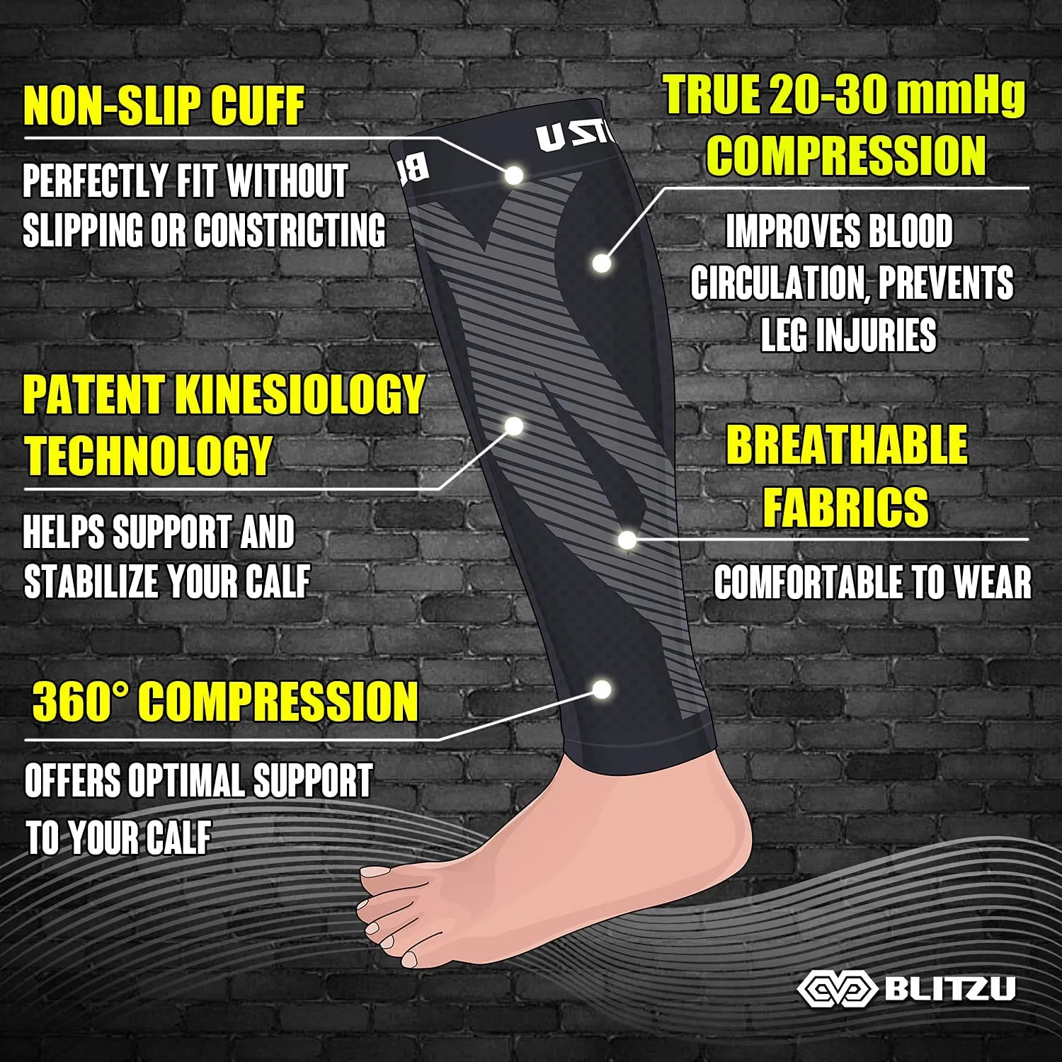 BLITZU 3 Pairs Calf Compression Sleeves for Women and Men Size L-XL, One Black, One Pink, One Purple Calf Sleeve, Leg Compression Sleeve for Calf Pain and Shin Splints. Footless Compression Socks.