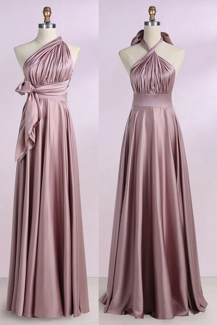 Blush Convertible Prom Bridesmaid Dresses  Floor Length Bridesmaid Dresses N1548