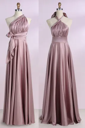 Blush Convertible Prom Bridesmaid Dresses  Floor Length Bridesmaid Dresses N1548