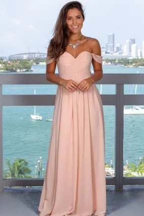 Blush Pleated Maxi Dress