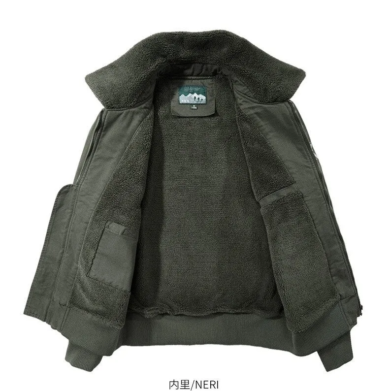 Bonsir Winter Men Cotton-padded Jacket Plus Velvet Thick Air Force Pilot Jacket Casual Military Flight Outwear Bomber Zipper Coats 1989