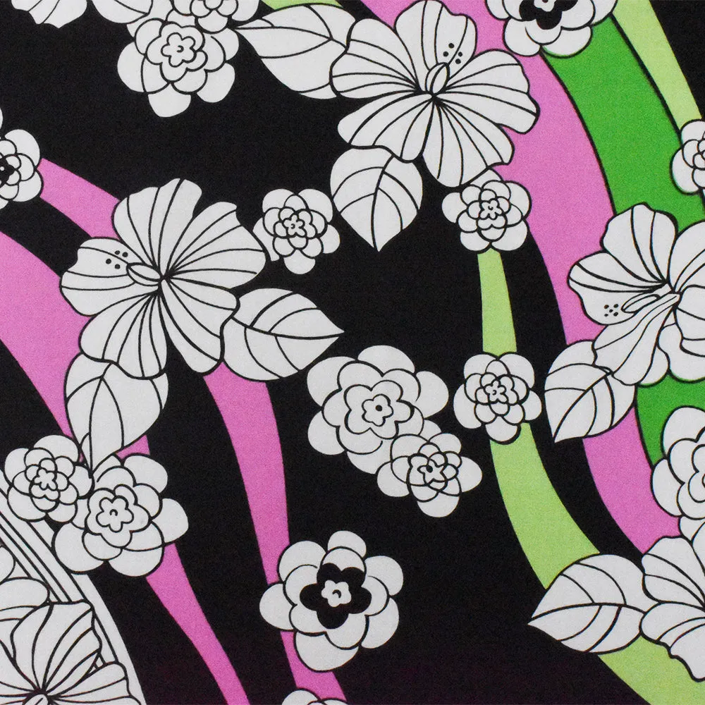 Brown-Green-Multi Floral Printed Stretch Cotton Spandex Poplin Woven Fabric