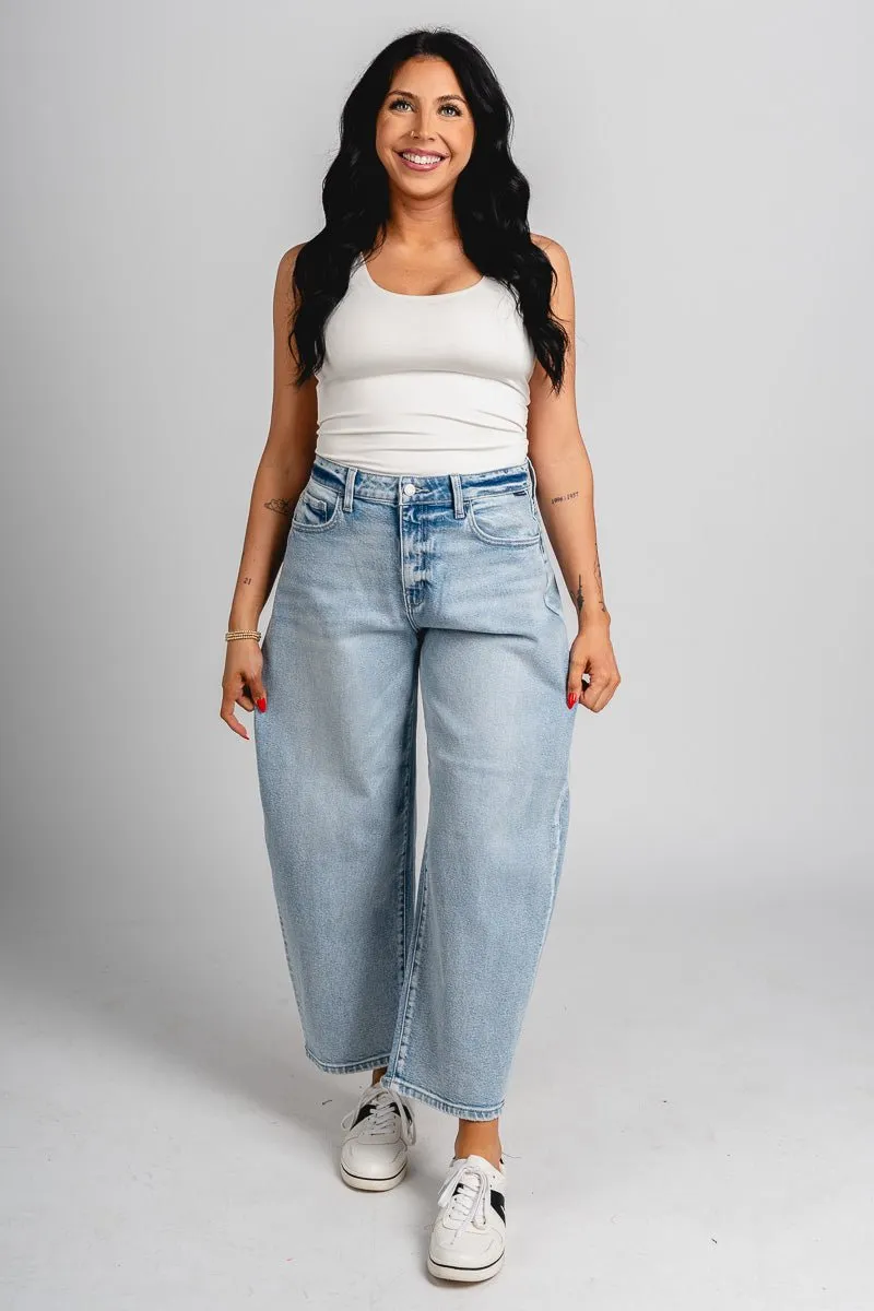 Cello mid rise barrel jeans light denim