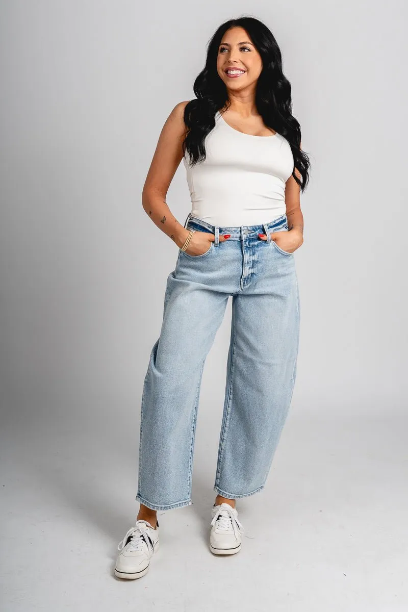 Cello mid rise barrel jeans light denim