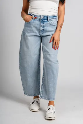 Cello mid rise barrel jeans light denim