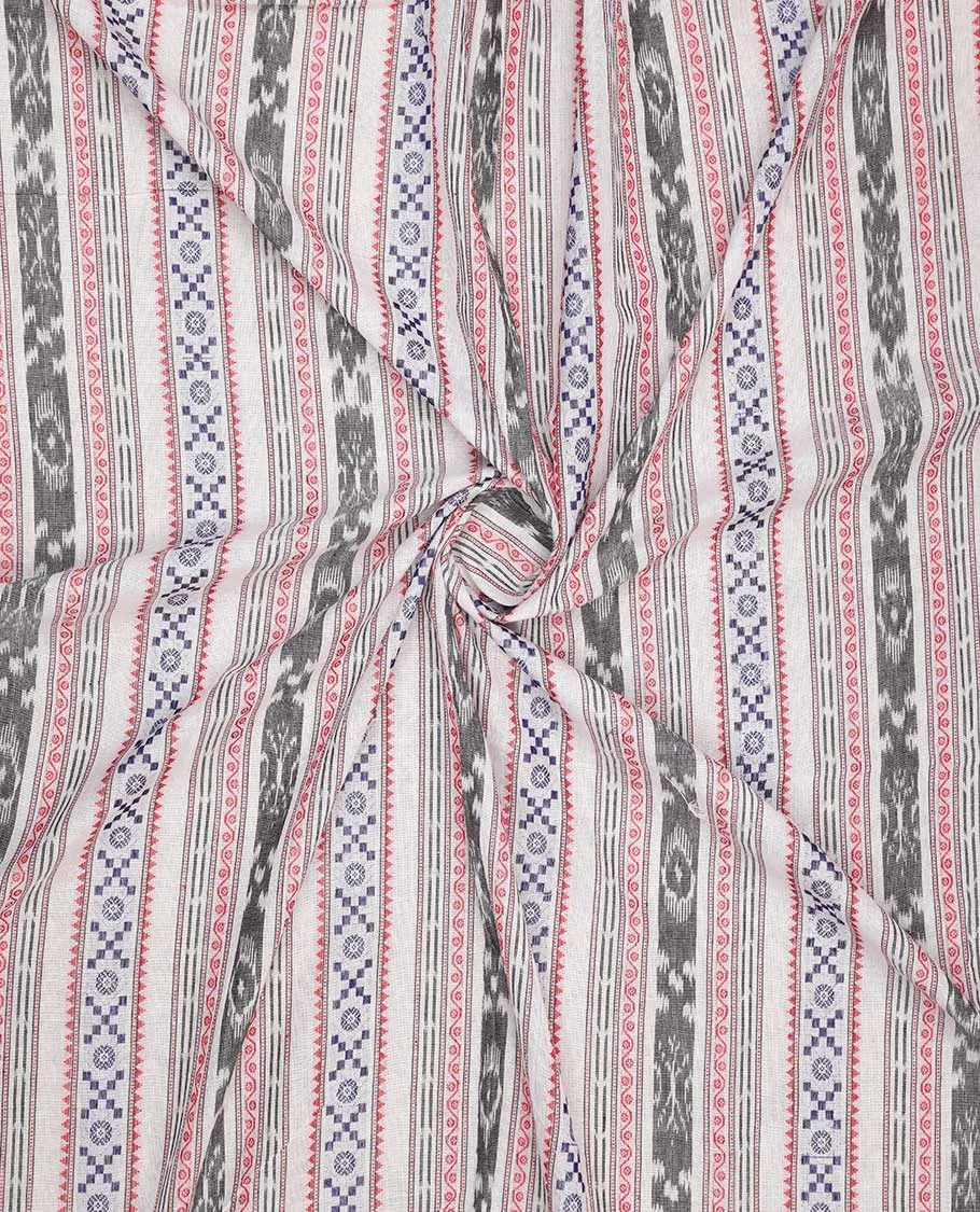 Cream Odisha-inspired printed cotton multi-use material features unique motifs