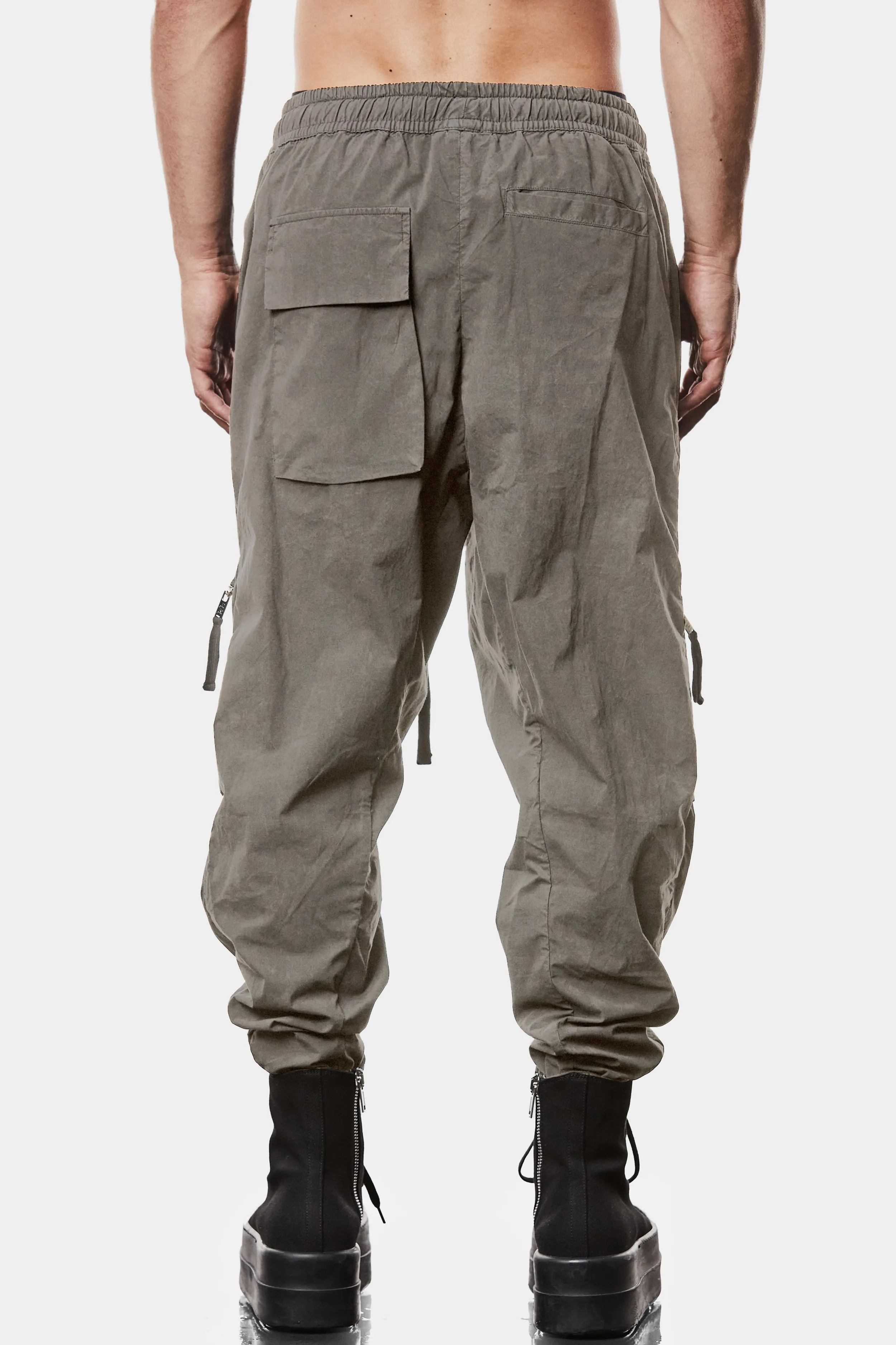 Crushed cotton pocket pants, Grey