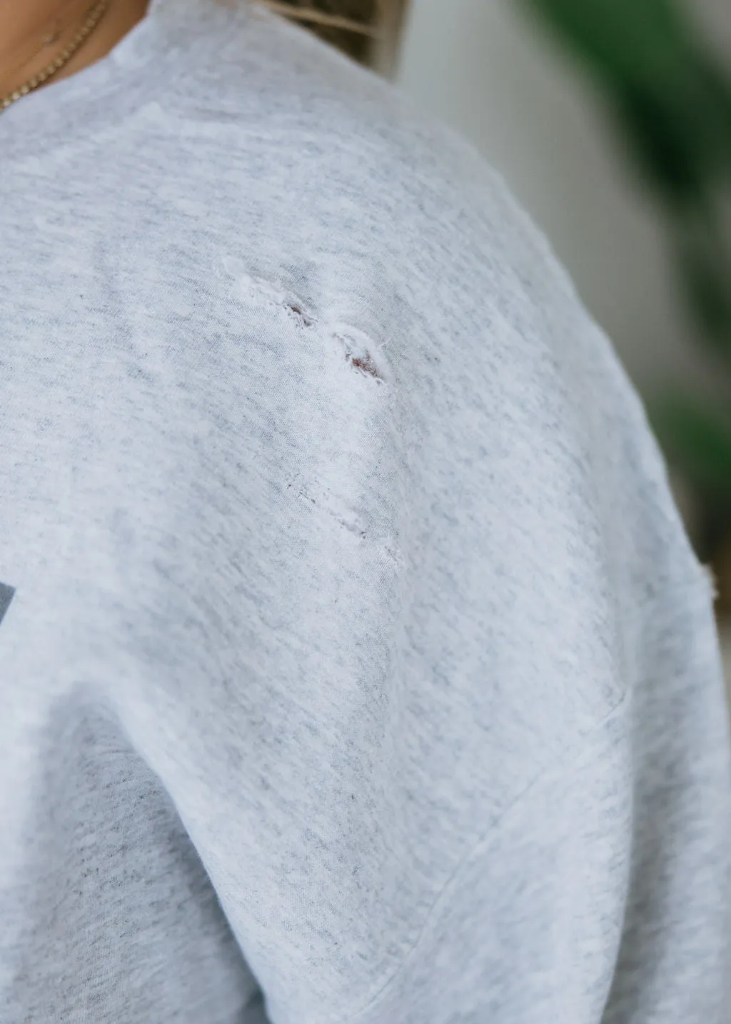 Curvy Football Distressed Sweatshirt