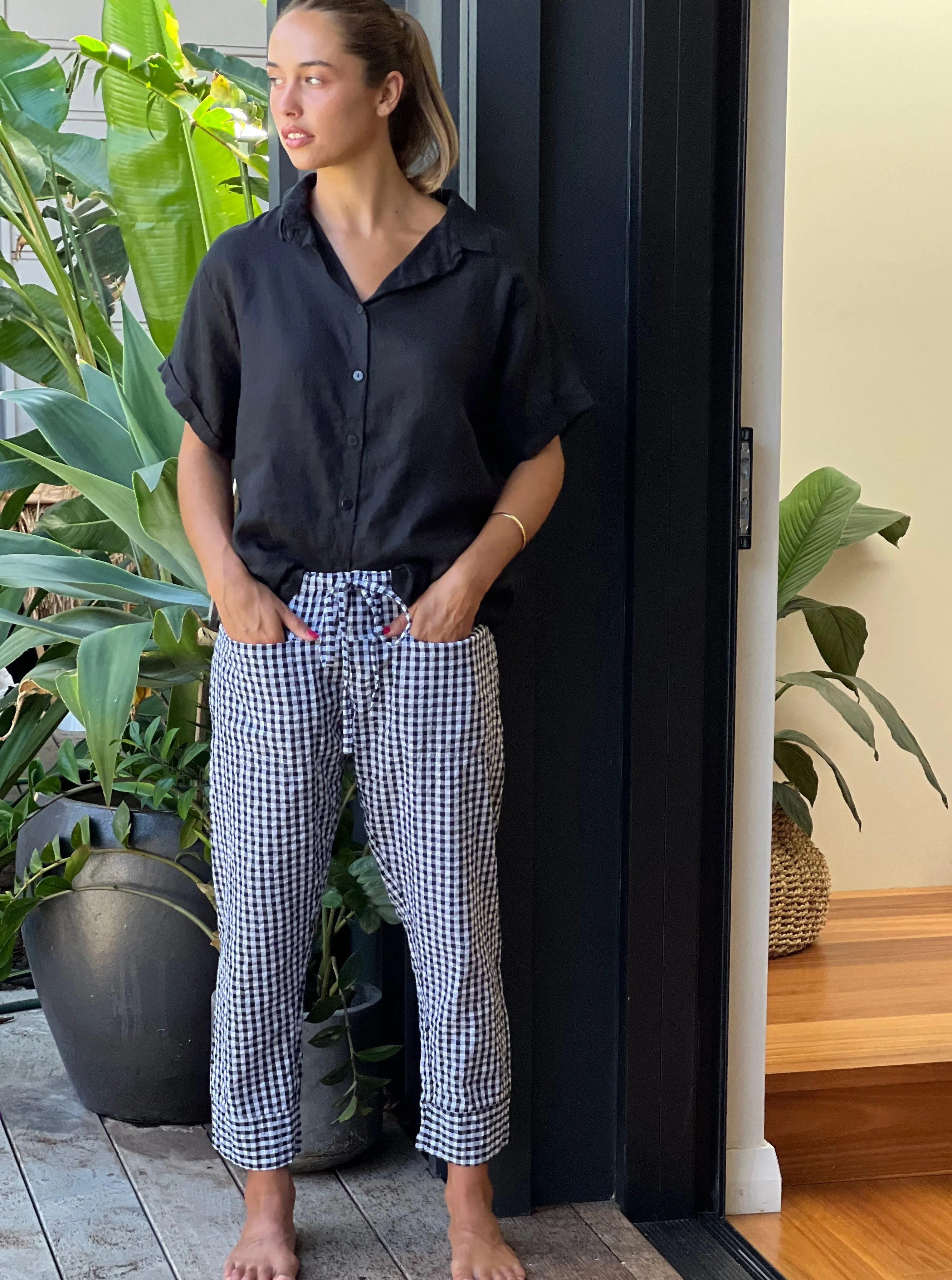 darcy pants -black gingham