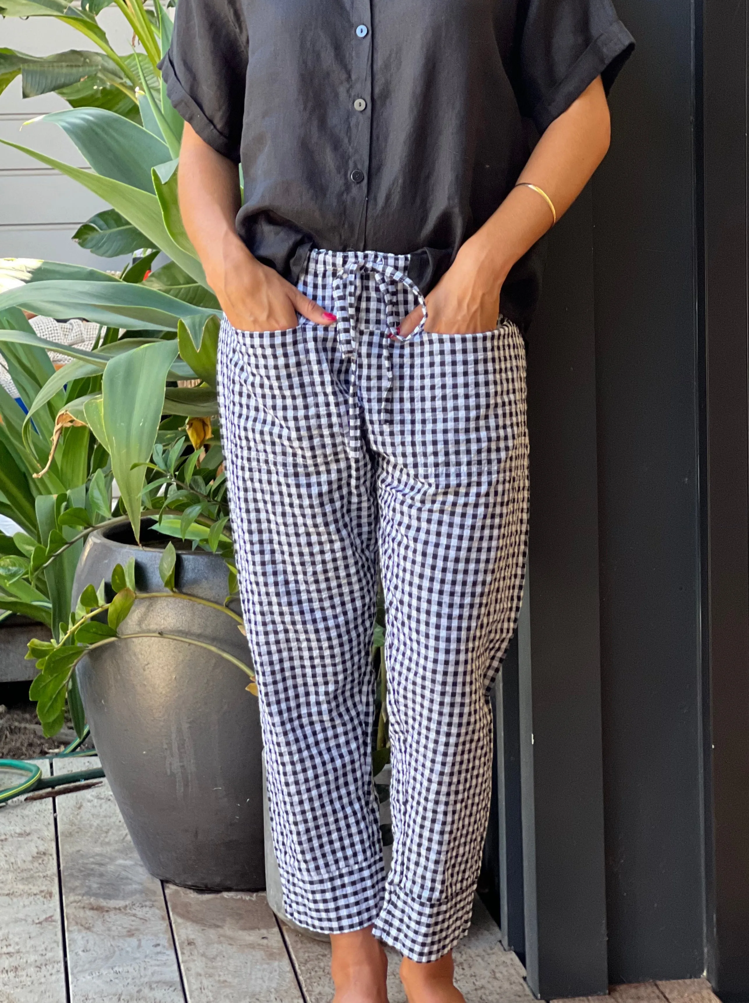 darcy pants -black gingham