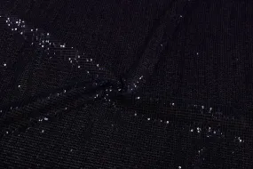 Dark Blue Sequin Work Pleated Net Fabric