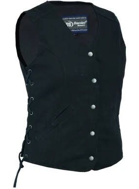 DM908  Women's Denim Longer Body &frac 34; Vest - Side Laces