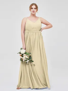Double Strap Chiffon Bridesmaid Dresses Champagne Plus Size