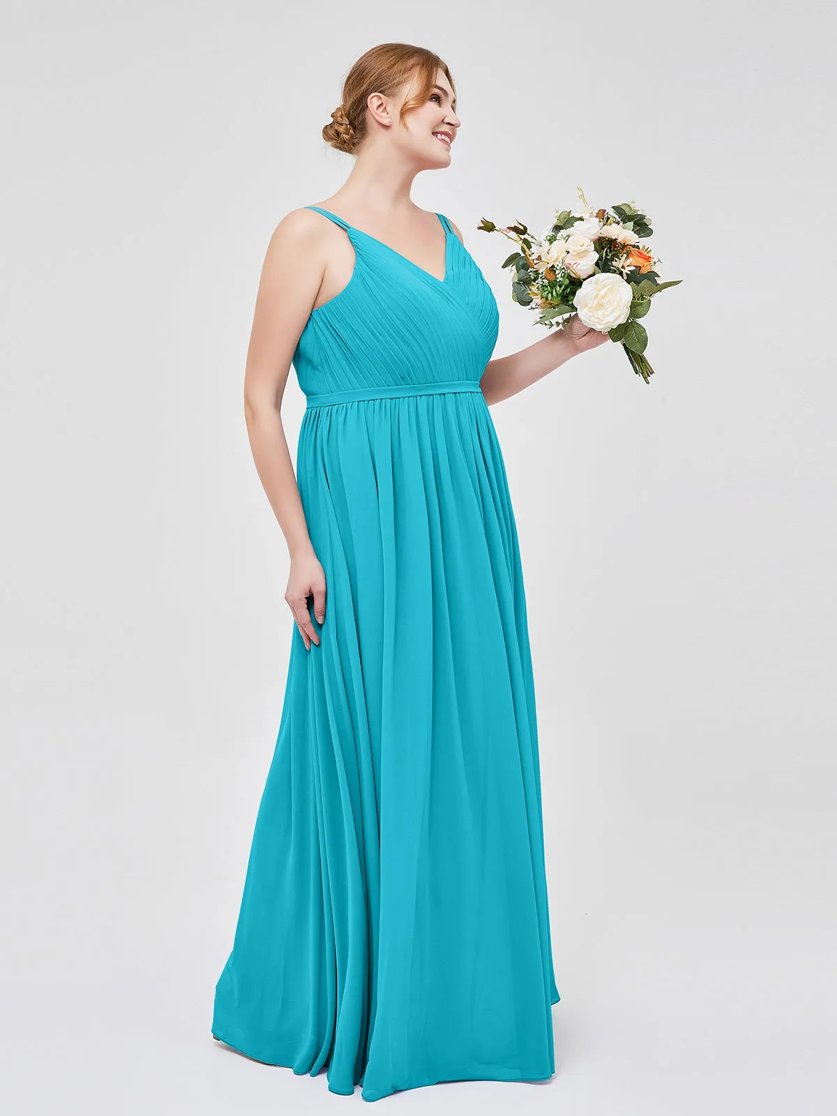 Double Strap Chiffon Bridesmaid Dresses Jade