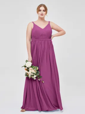 Double Strap Chiffon Bridesmaid Dresses Orchid Plus Size