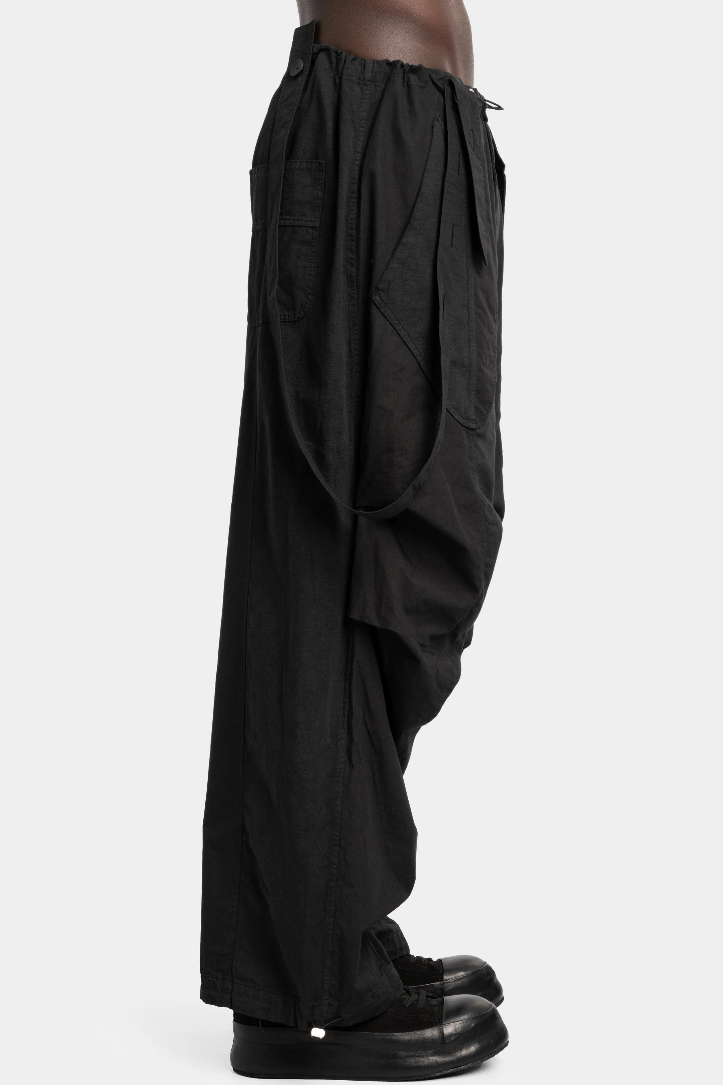 Draped suspender pants