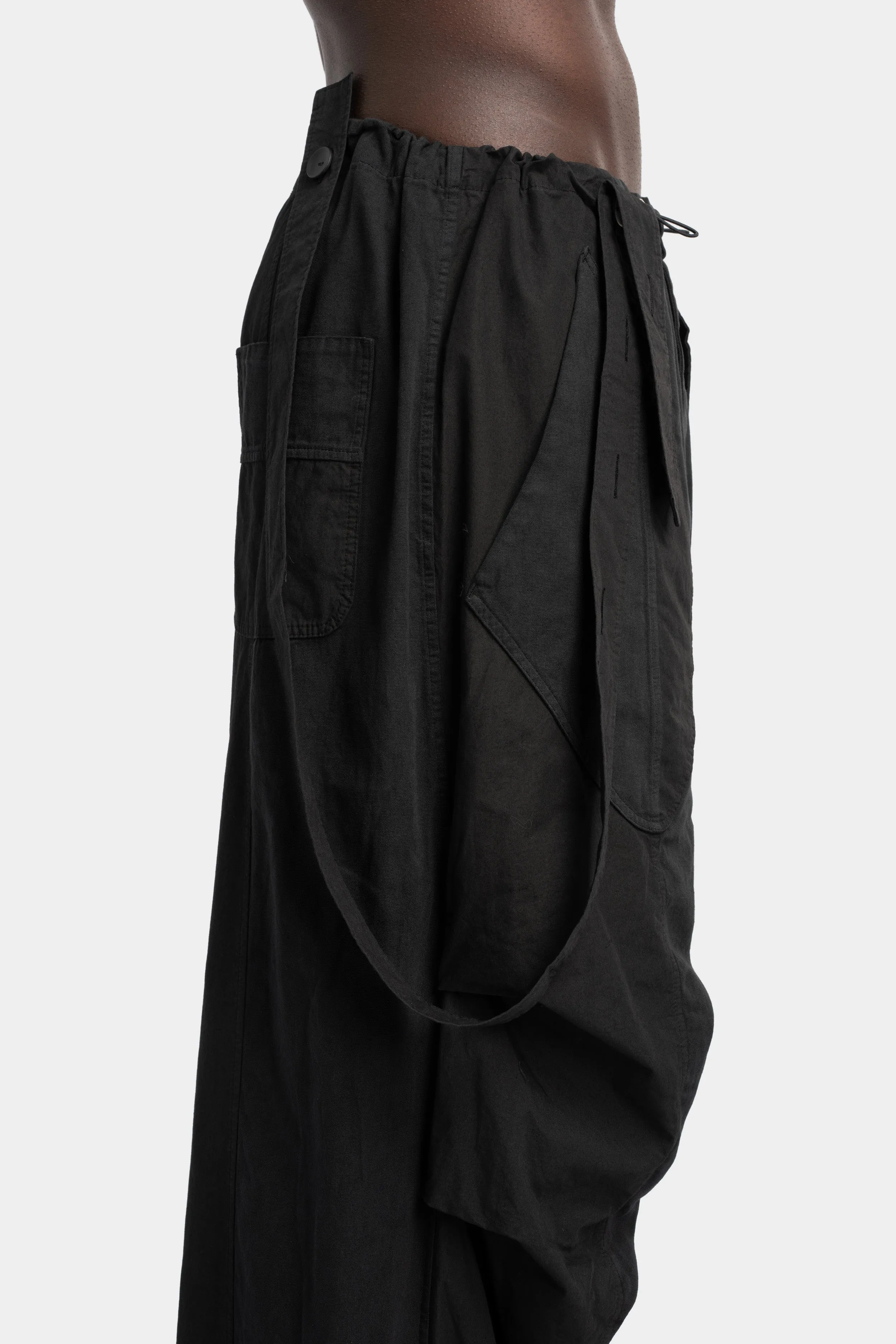Draped suspender pants