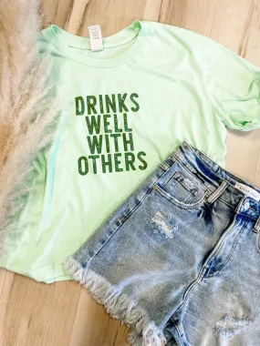 Drinks Well With Others Cropped Graphic Tee