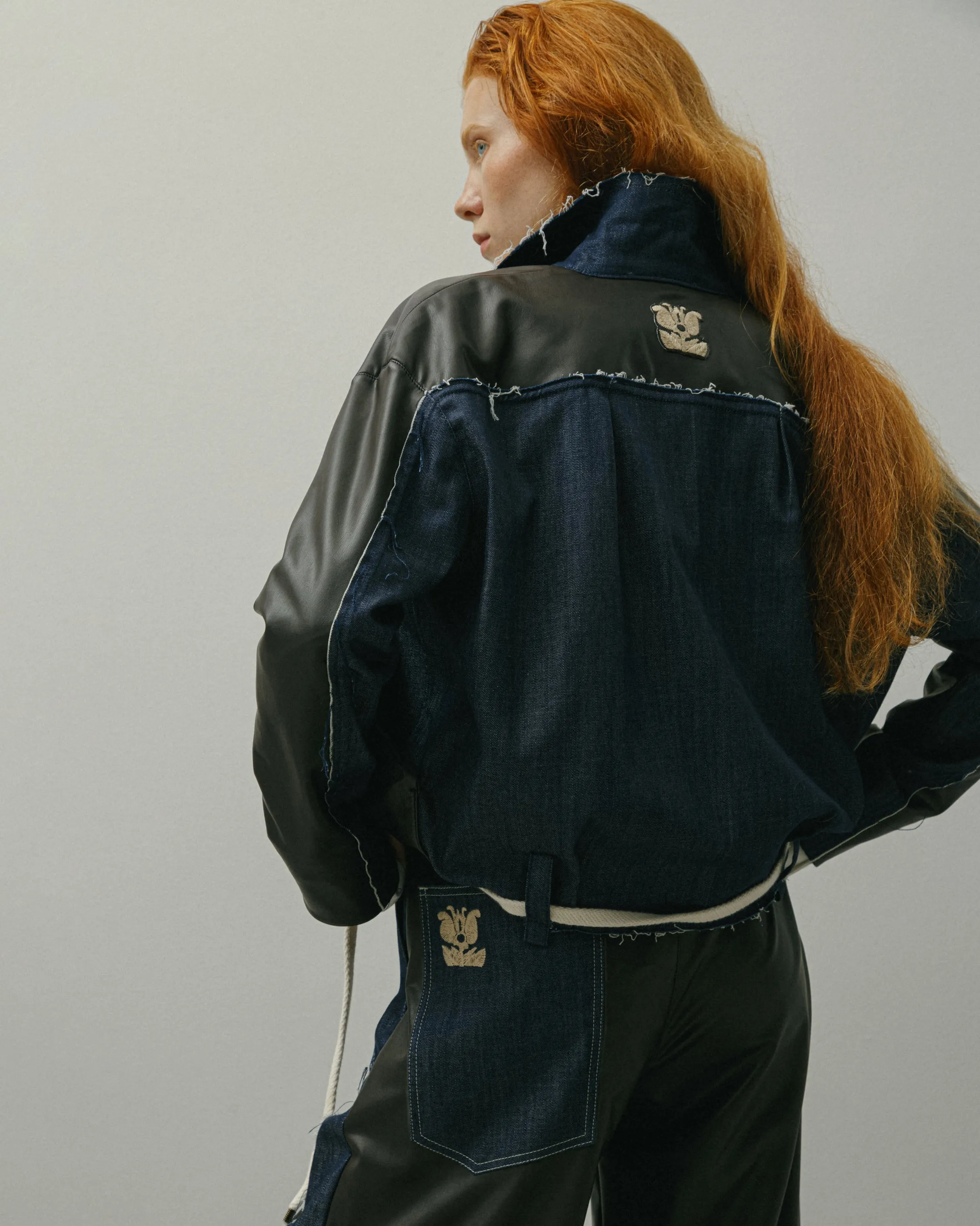 Eco  Leather-Denim Pants (last item)