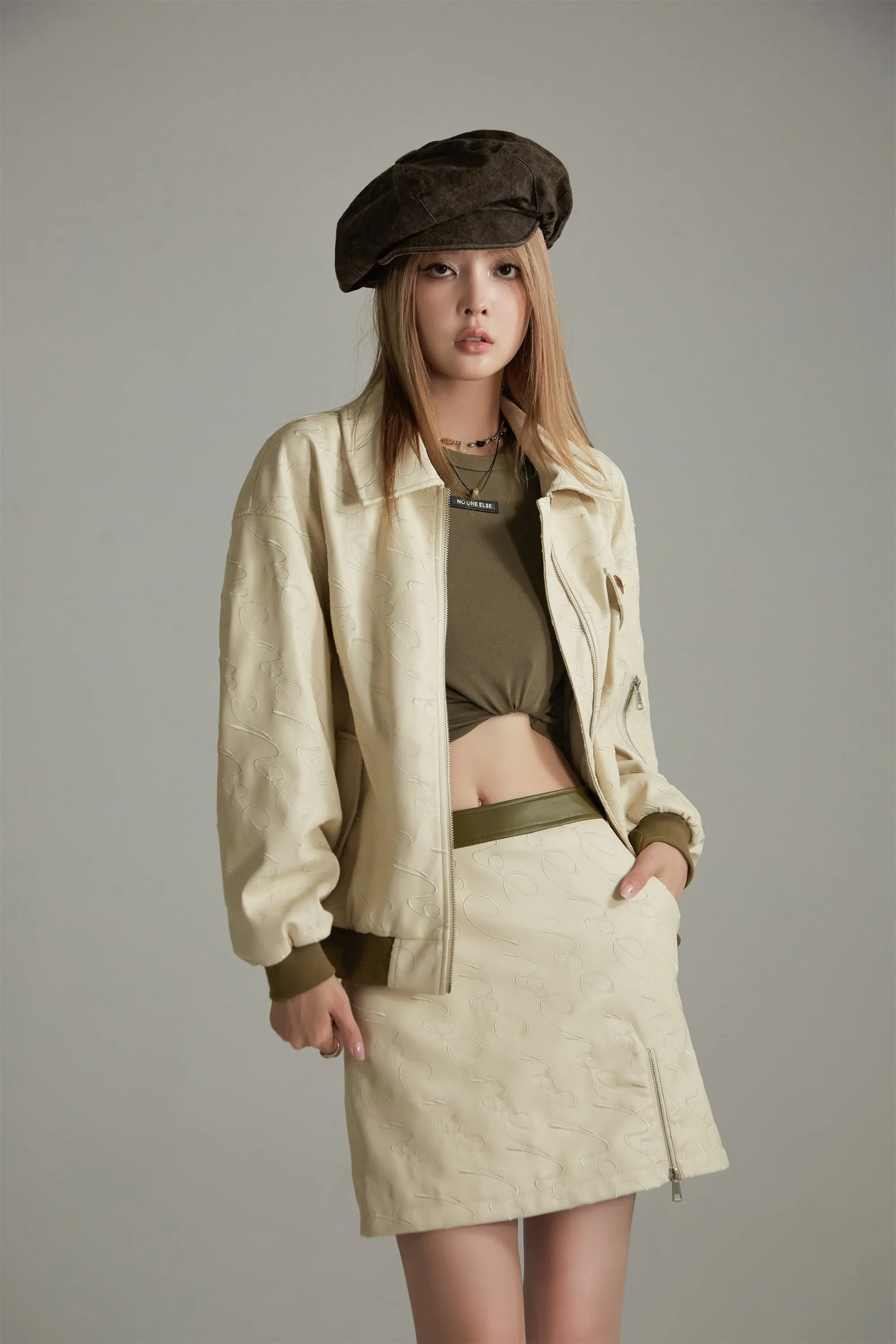 Embroidered Leather Skirt