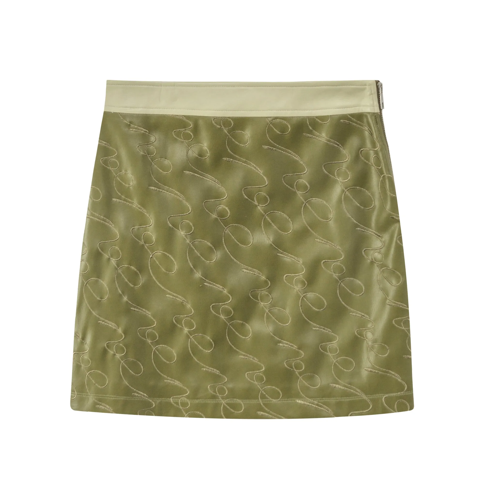 Embroidered Leather Skirt