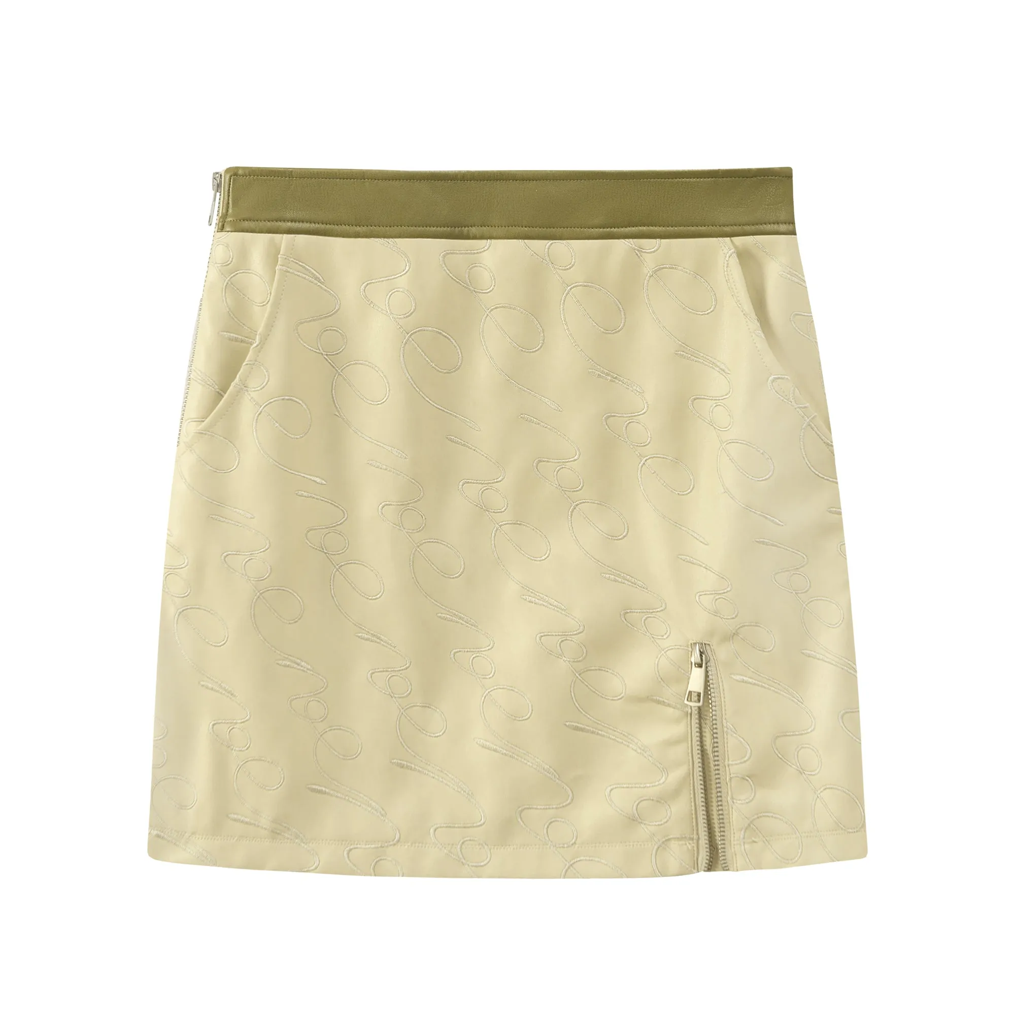 Embroidered Leather Skirt