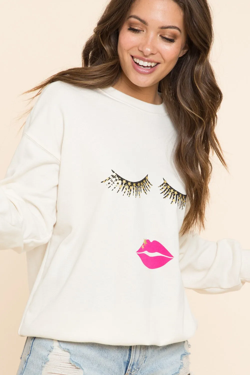 Eyelashes Printed Sweatshirts
