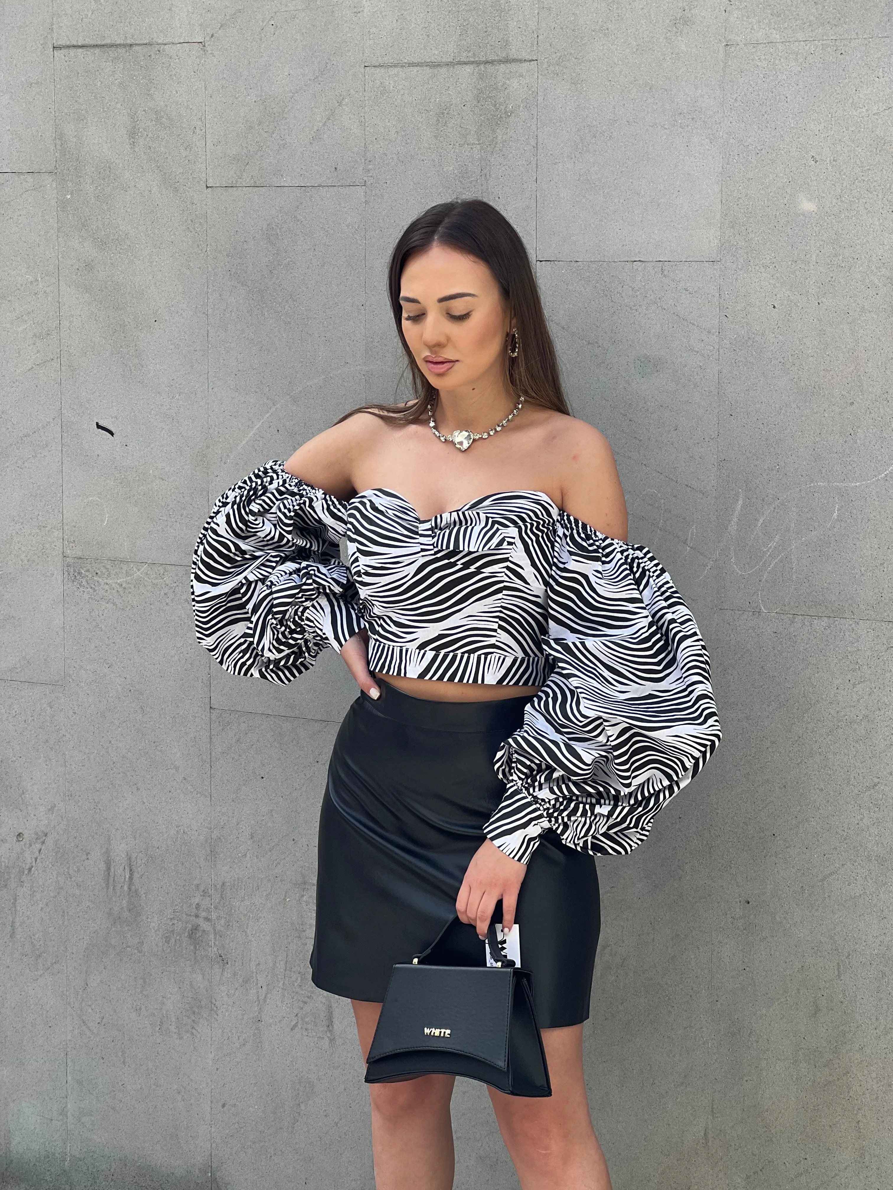 Faux-leather mini skirt