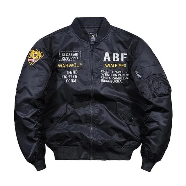 Flight wolf bomber jacket