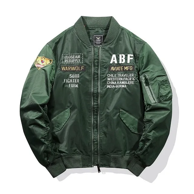 Flight wolf bomber jacket