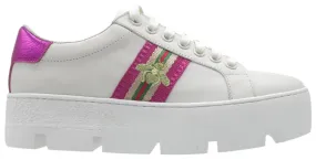 Gelato Harlowe Leather Platform Sneaker White/Fuschia