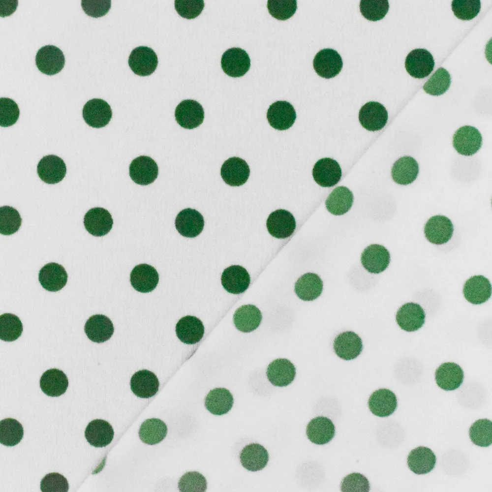 Green-White Dot With Floral Border Print Stretch Poly ITY Knit Fabric