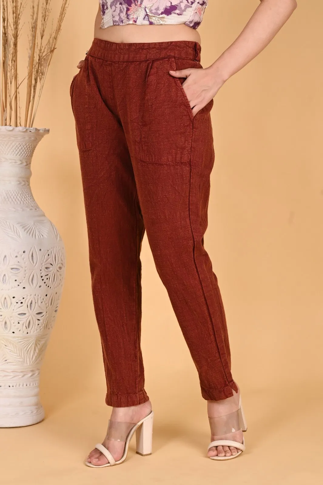 GREY DENIM COTTON PANTS