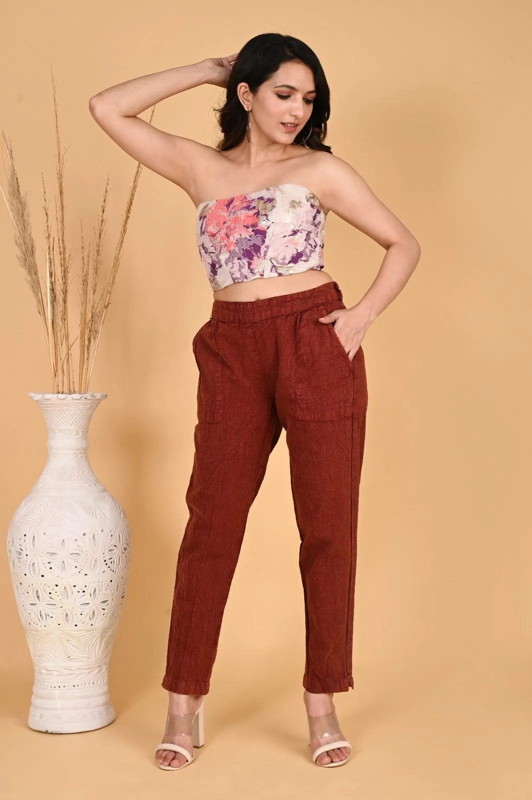GREY DENIM COTTON PANTS