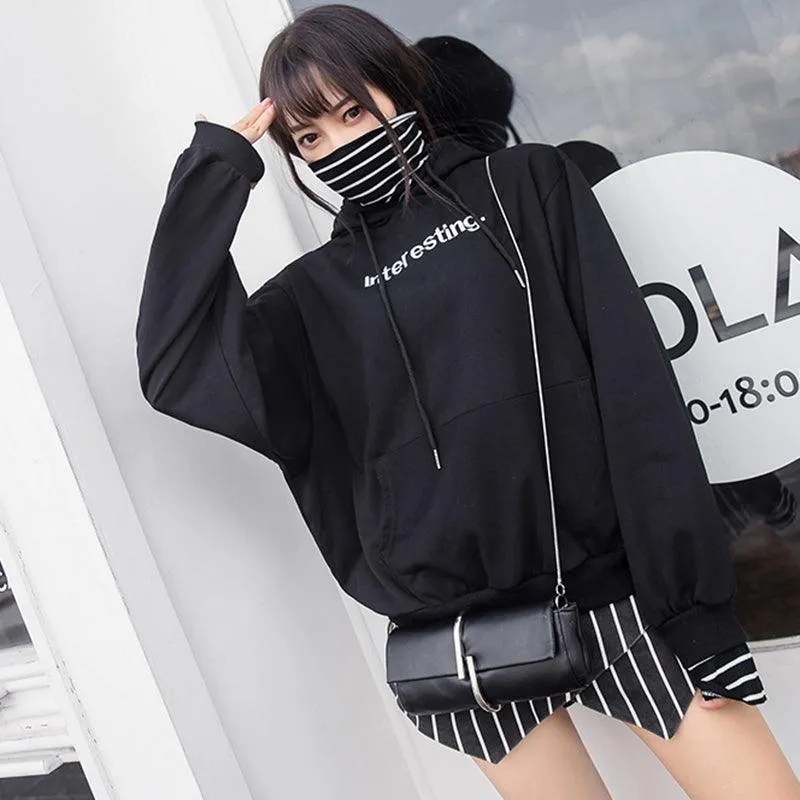 Harajuku striped turtleneck hoodies women kpop autumn long sleeve pullover female students oversize plus size tops sweatshirts