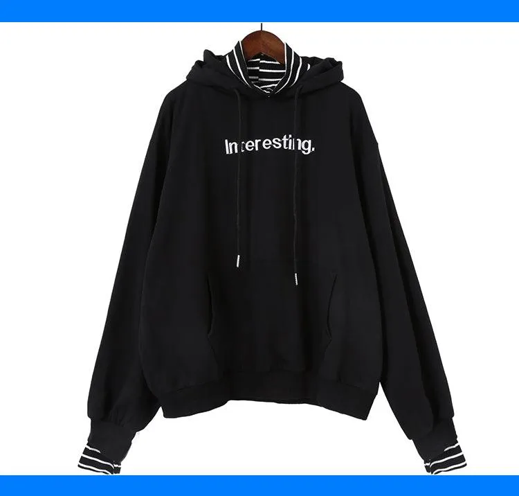 Harajuku striped turtleneck hoodies women kpop autumn long sleeve pullover female students oversize plus size tops sweatshirts