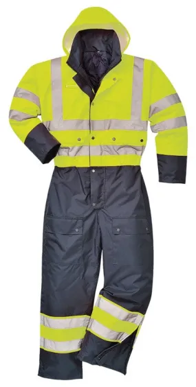 HI-Vis Contrast Insulated Waterproof Coverall Lined | Yellow/Black